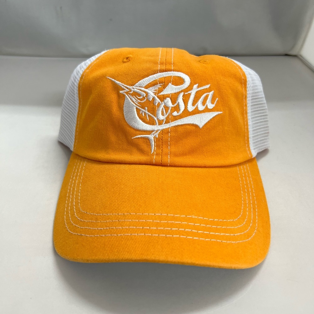 Costa Del Mar Marlin Themed Cap/Hat (Adjustable,Unisex)(Orange/White)